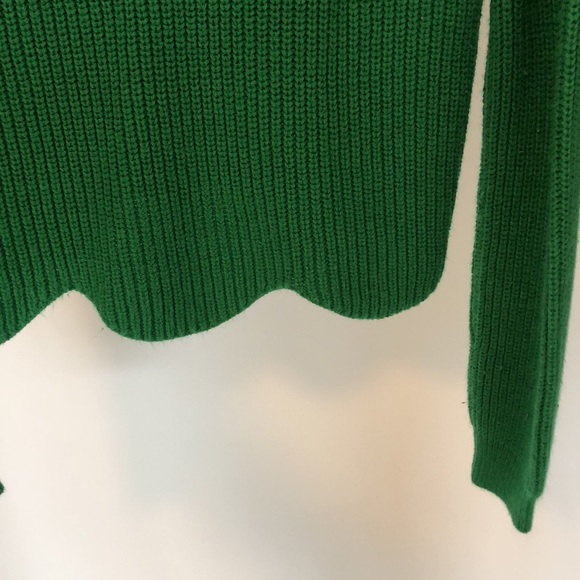 Green Crop Sweater with Scalloped Trim from Dynamite - Picture 3 of 6